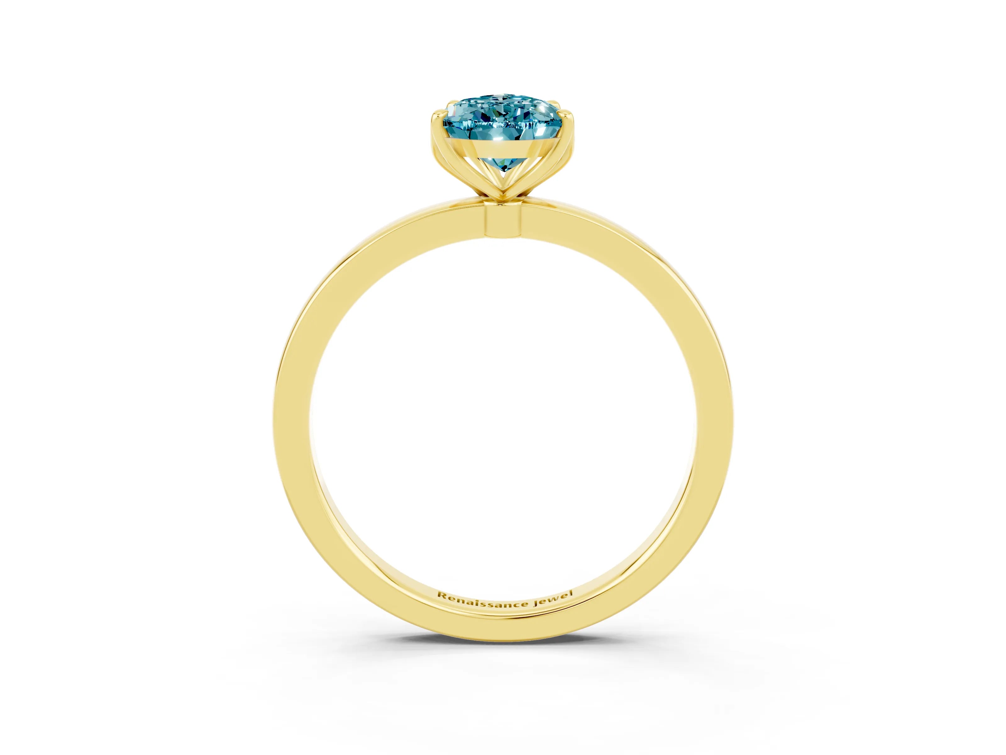 Yellow gold Pear Cut Solitaire Diamond Ring with Thin Band and Four-Prong Setting_3