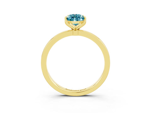Yellow gold Pear Cut Solitaire Diamond Ring with Thin Band and Four-Prong Setting_3