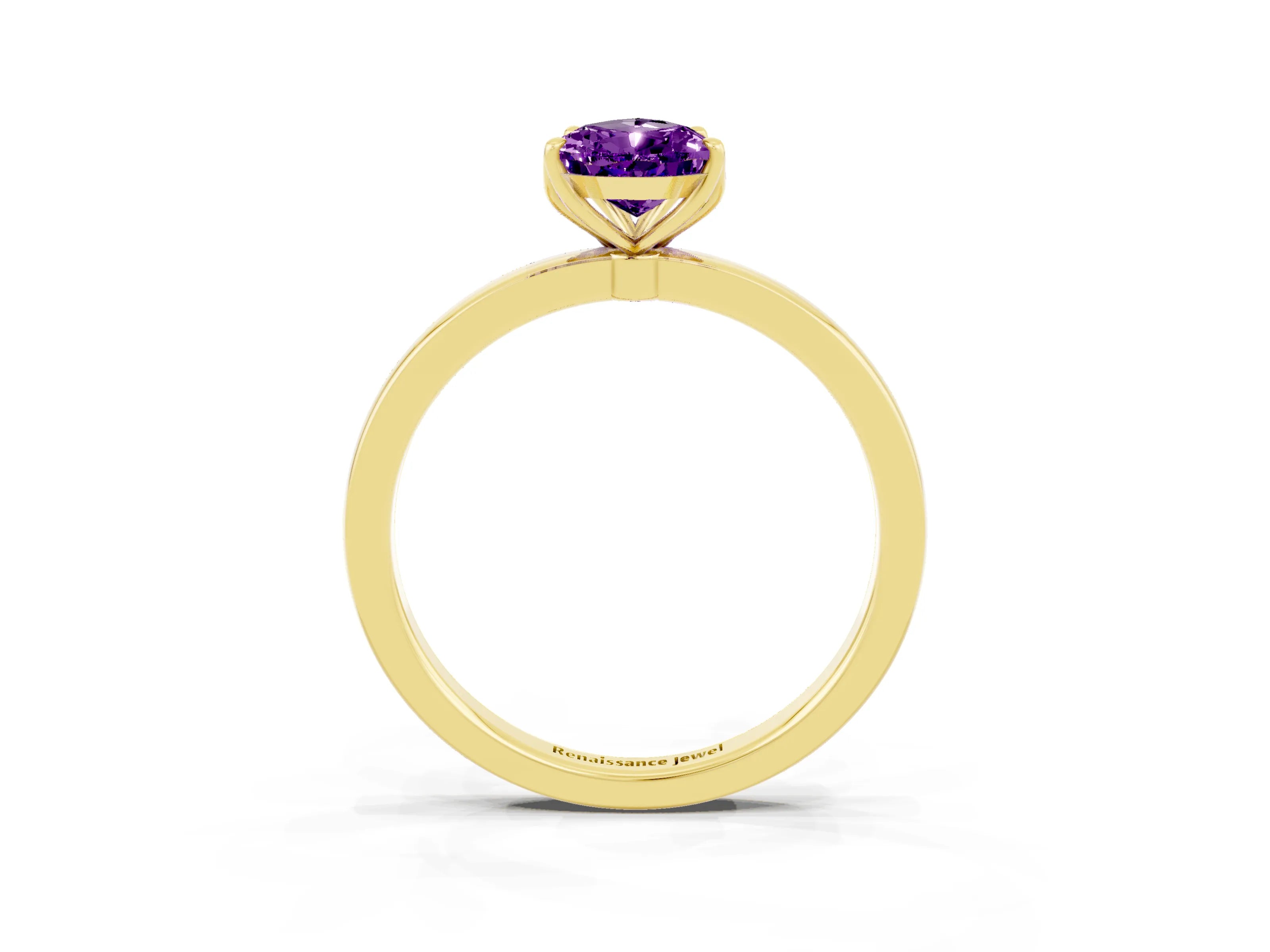 Yellow gold Pear Cut Solitaire Diamond Ring with Thin Band and Four-Prong Setting_3