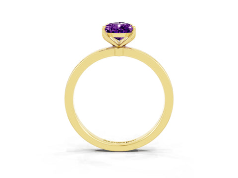 Yellow gold Pear Cut Solitaire Diamond Ring with Thin Band and Four-Prong Setting_3