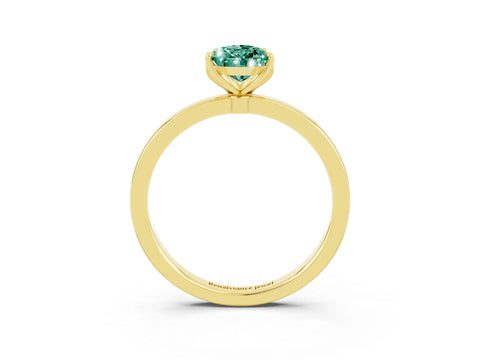 Yellow gold Pear Cut Solitaire Diamond Ring with Thin Band and Four-Prong Setting_3