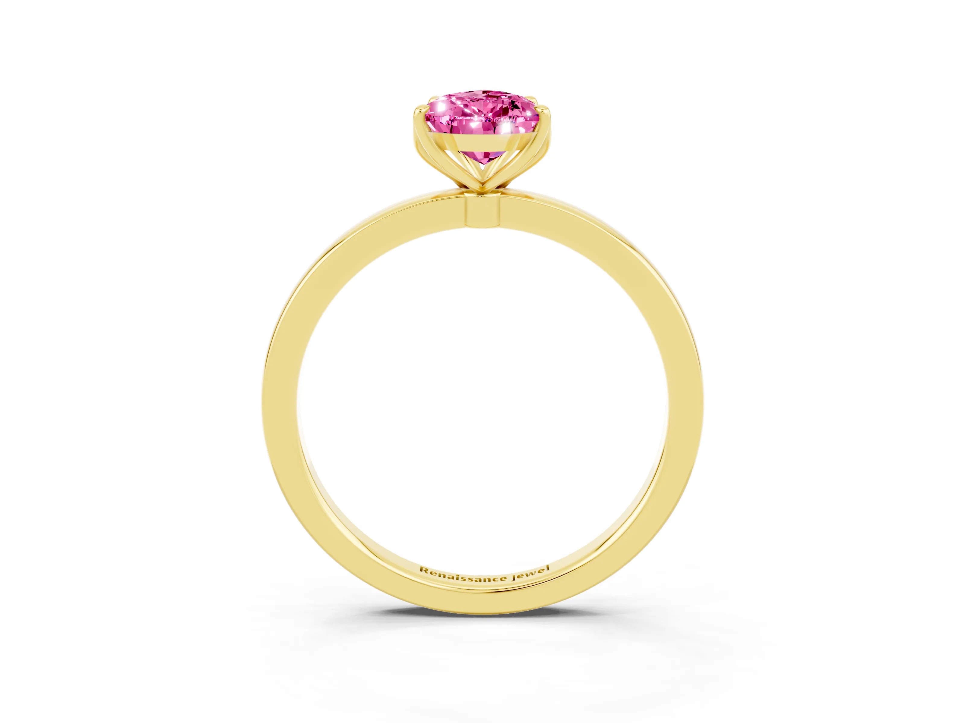 Yellow gold Pear Cut Solitaire Diamond Ring with Thin Band and Four-Prong Setting_3