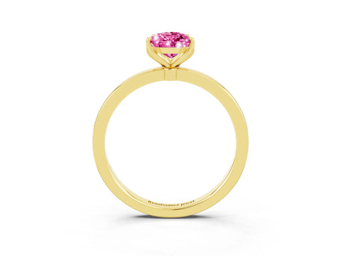 Yellow gold Pear Cut Solitaire Diamond Ring with Thin Band and Four-Prong Setting_3