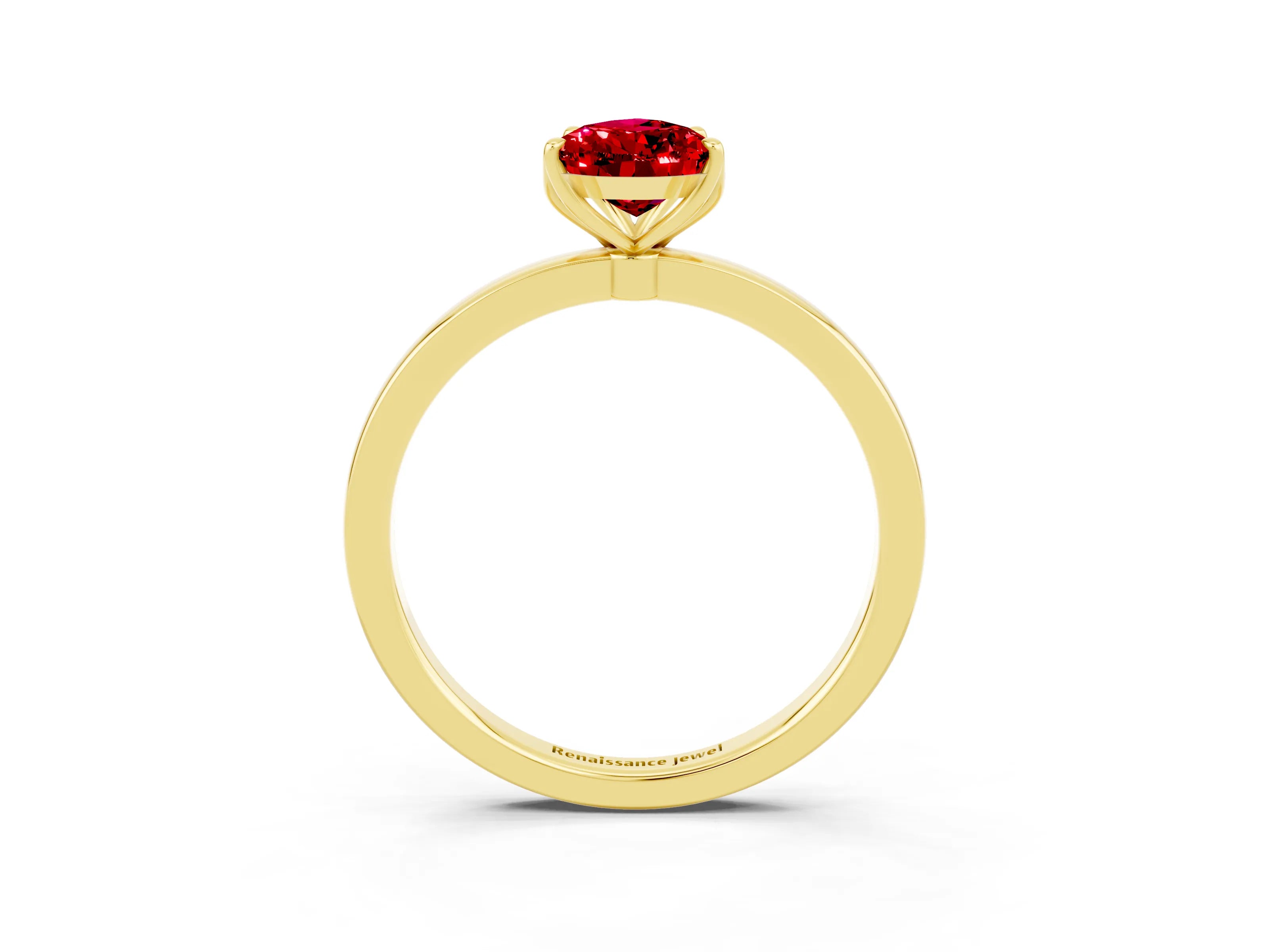 Yellow gold Pear Cut Solitaire Diamond Ring with Thin Band and Four-Prong Setting_3