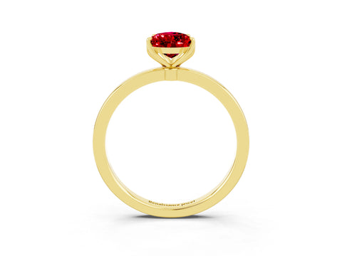 Yellow gold Pear Cut Solitaire Diamond Ring with Thin Band and Four-Prong Setting_3