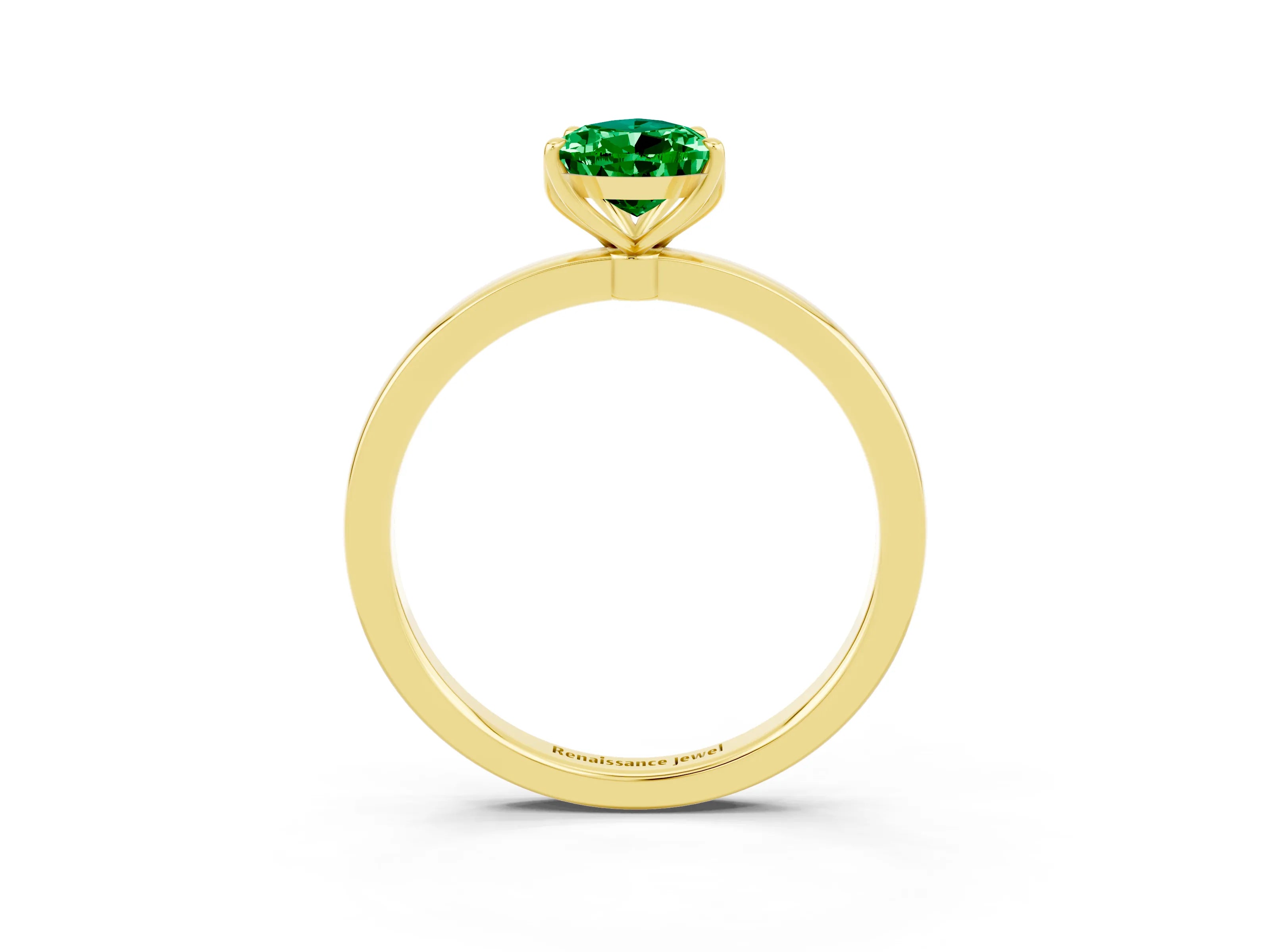 Yellow gold Pear Cut Solitaire Diamond Ring with Thin Band and Four-Prong Setting_3