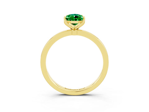 Yellow gold Pear Cut Solitaire Diamond Ring with Thin Band and Four-Prong Setting_3