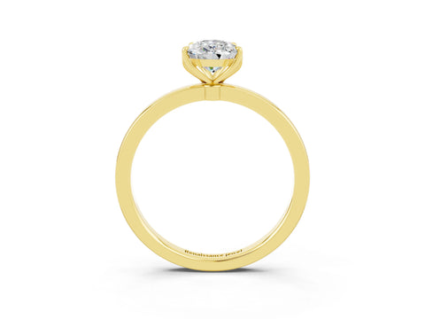 Yellow gold Pear Cut Solitaire Diamond Ring with Thin Band and Four-Prong Setting_3