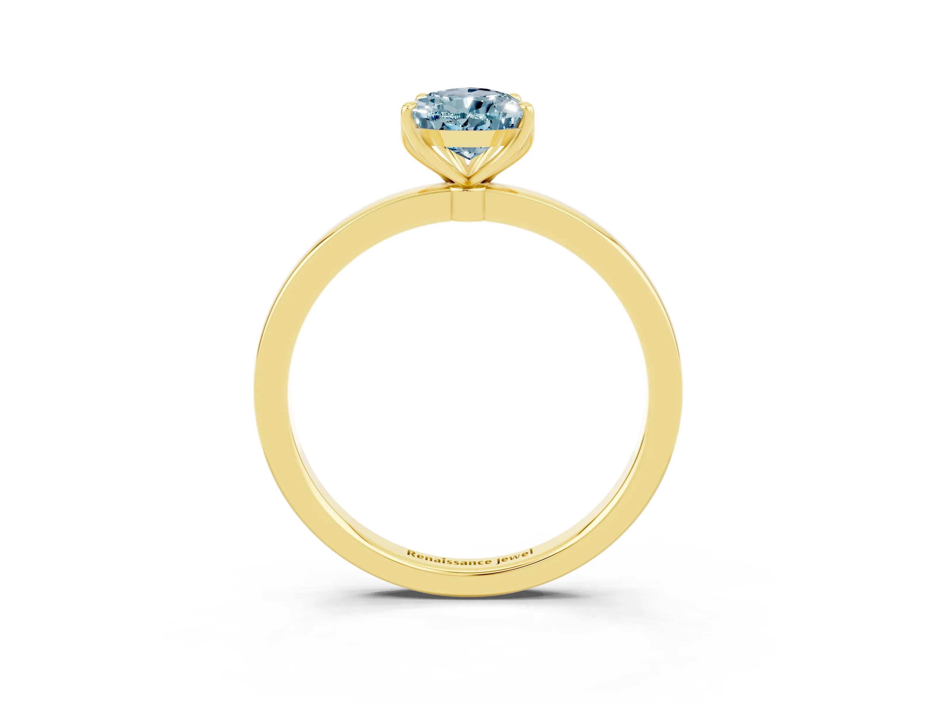 Yellow gold Pear Cut Solitaire Diamond Ring with Thin Band and Four-Prong Setting_3