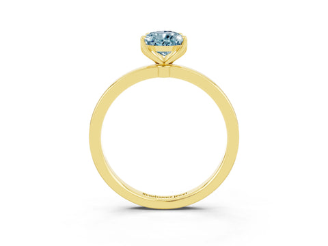 Yellow gold Pear Cut Solitaire Diamond Ring with Thin Band and Four-Prong Setting_3