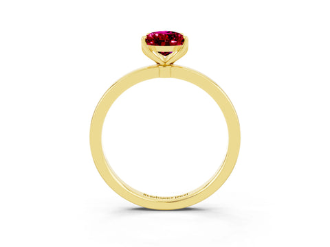 Yellow gold Pear Cut Solitaire Diamond Ring with Thin Band and Four-Prong Setting_3