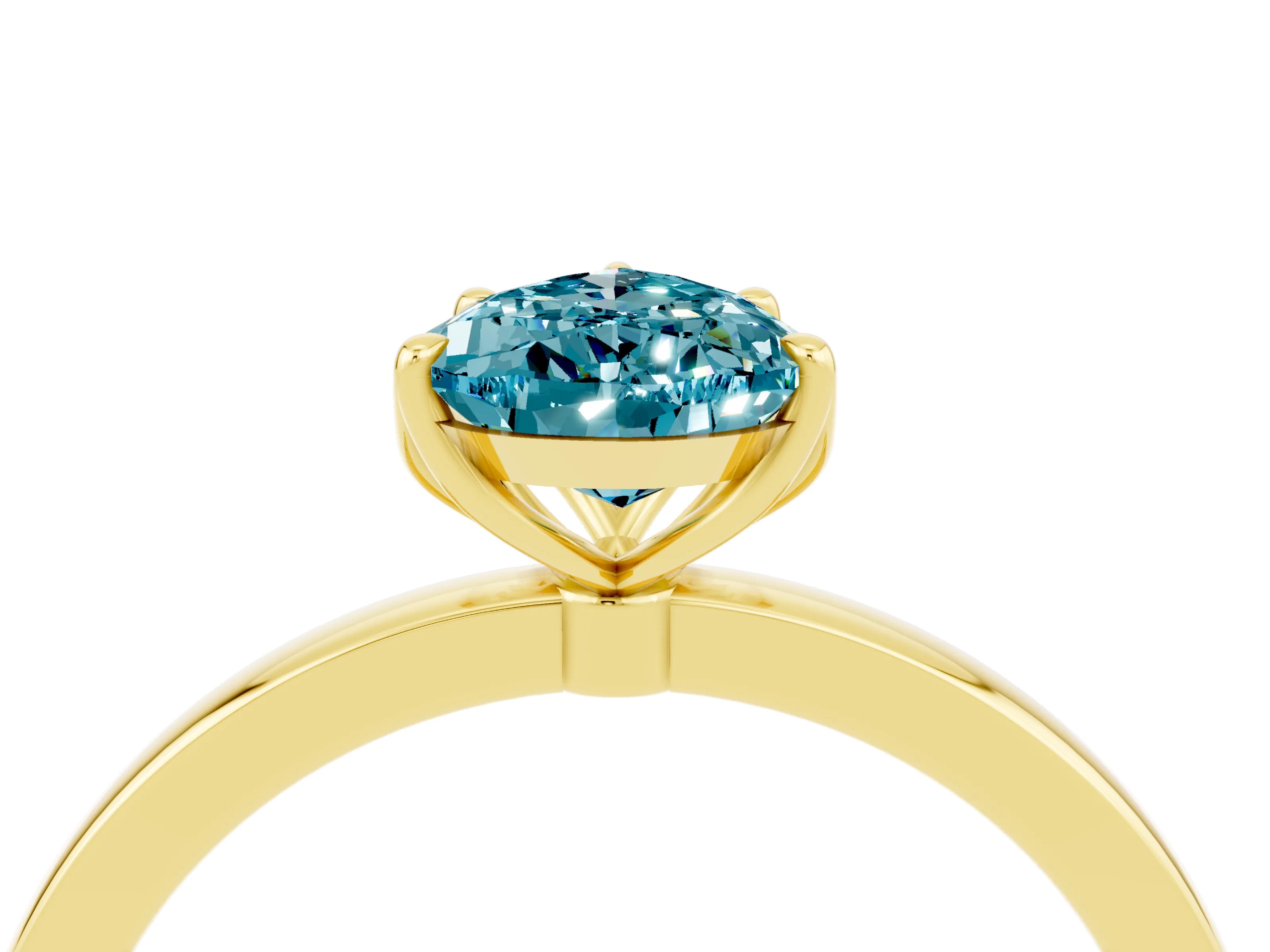 Yellow gold Pear Cut Solitaire Diamond Ring with Thin Band and Four-Prong Setting_4