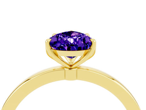Yellow gold Pear Cut Solitaire Diamond Ring with Thin Band and Four-Prong Setting_4