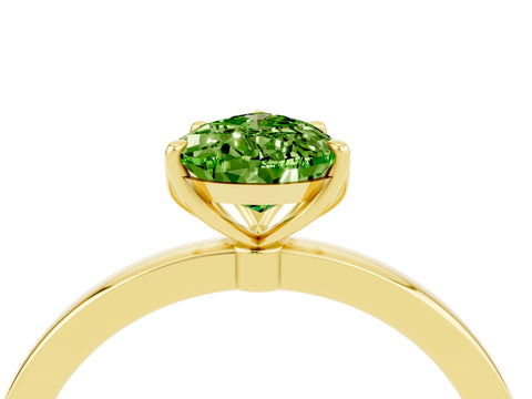 Yellow gold Pear Cut Solitaire Diamond Ring with Thin Band and Four-Prong Setting_4