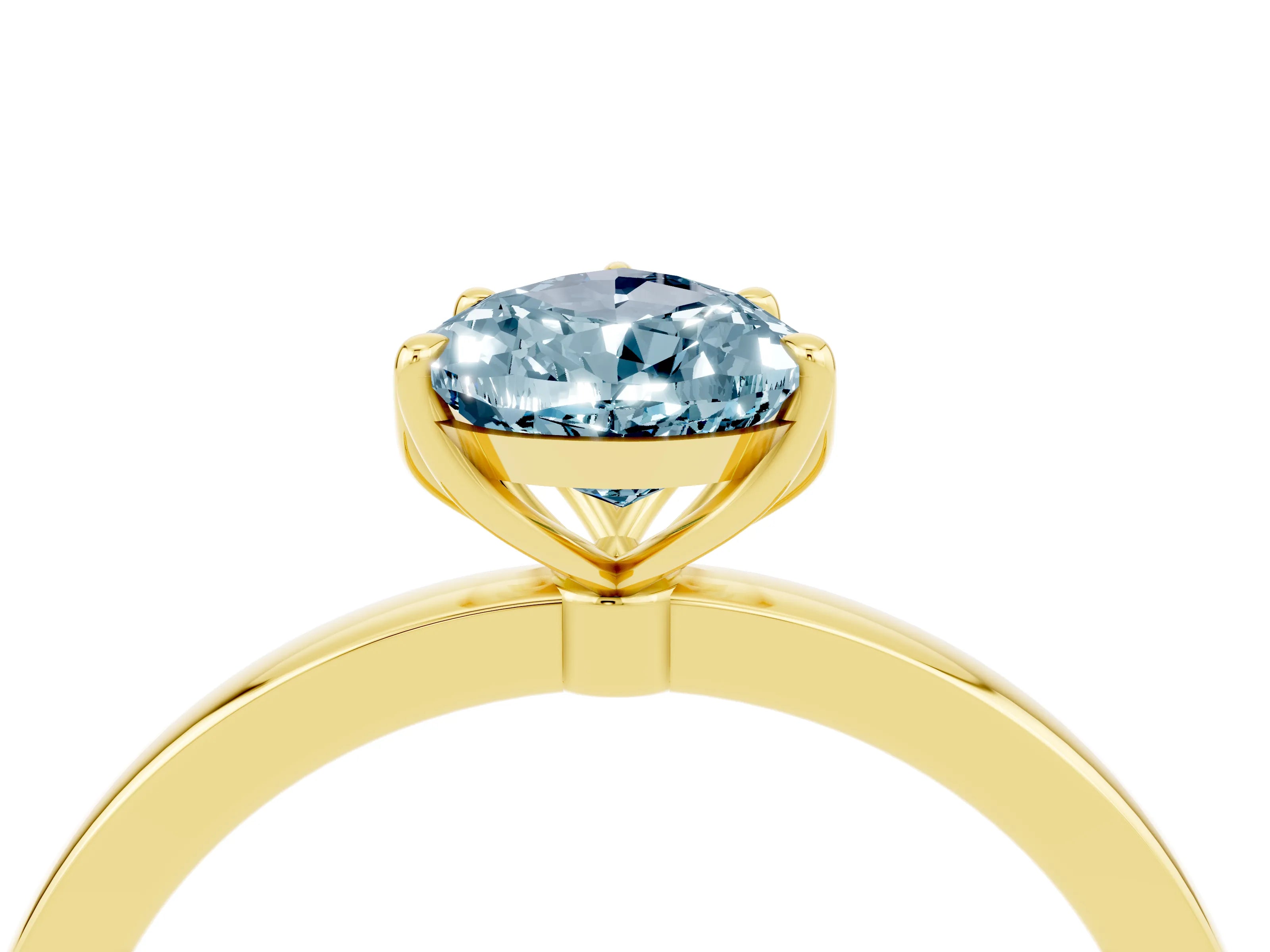 Yellow gold Pear Cut Solitaire Diamond Ring with Thin Band and Four-Prong Setting_4