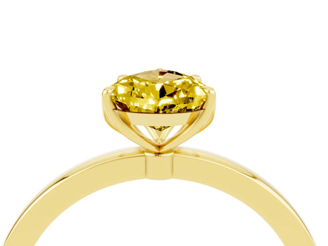 Yellow gold Pear Cut Solitaire Diamond Ring with Thin Band and Four-Prong Setting_4