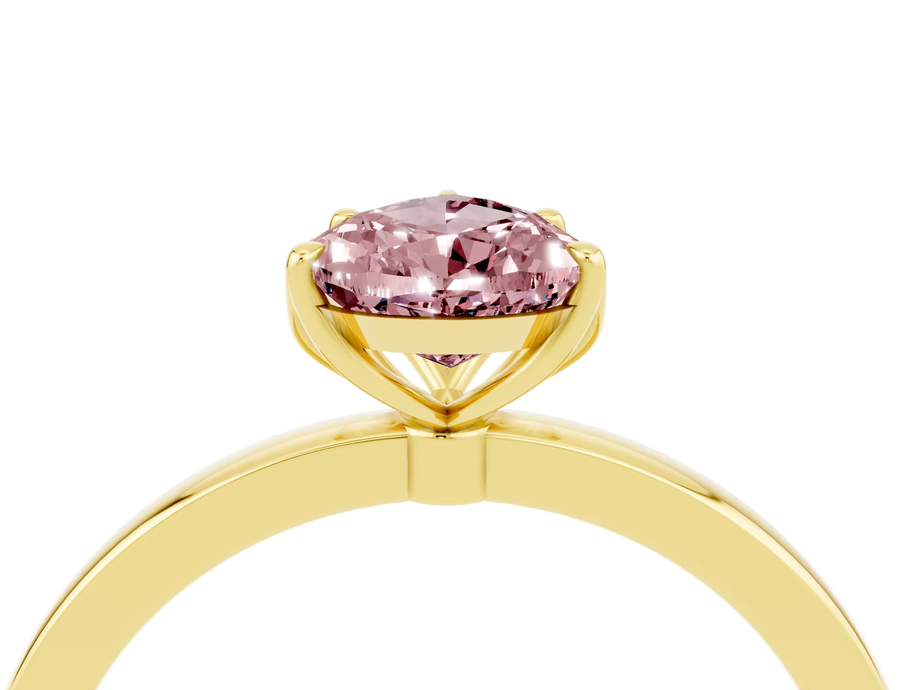 Yellow gold Pear Cut Solitaire Diamond Ring with Thin Band and Four-Prong Setting_4