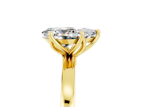 Yellow gold Pear Cut Solitaire Diamond Ring with Thin Band and Four-Prong Setting_5