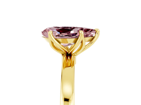 Yellow gold Pear Cut Solitaire Diamond Ring with Thin Band and Four-Prong Setting_5
