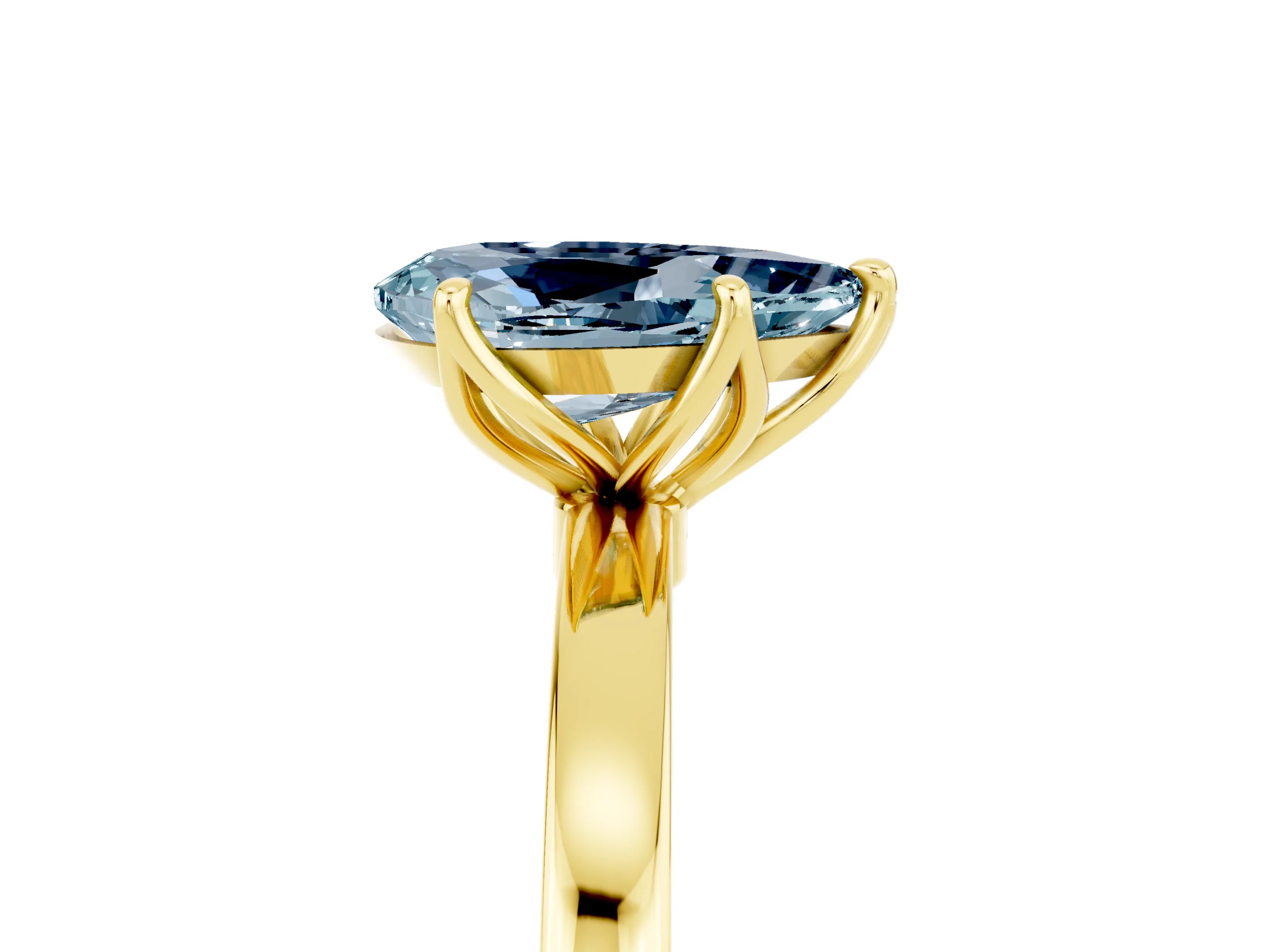 Yellow gold Pear Cut Solitaire Diamond Ring with Thin Band and Four-Prong Setting_5