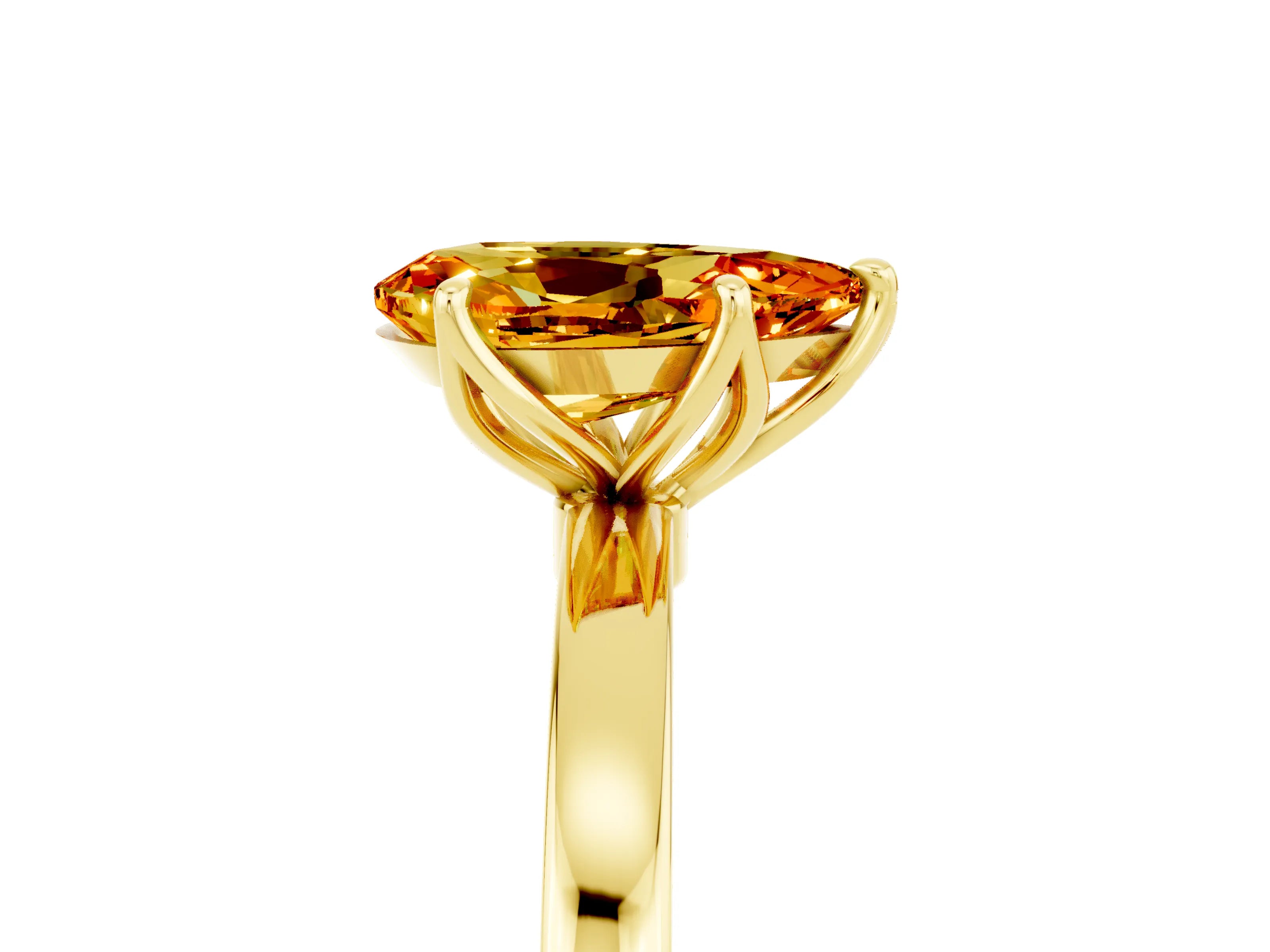 Yellow gold Pear Cut Solitaire Diamond Ring with Thin Band and Four-Prong Setting_5