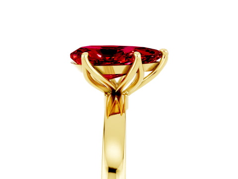 Yellow gold Pear Cut Solitaire Diamond Ring with Thin Band and Four-Prong Setting_5