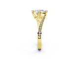 Yellow gold Pear Cut Solitaire Diamond Twist Band with Pavé Setting and Four-Prong Setting_9