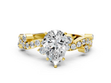 Yellow gold Pear Cut Solitaire Diamond Twisted Band with Pave Setting_41