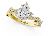 Yellow gold Pear Cut Solitaire Diamond Twisted Band with Pave Setting_42