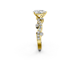 Yellow gold Pear Cut Solitaire Diamond Twisted Band with Pave Setting_43