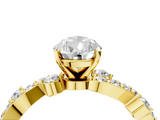 Yellow gold Pear Cut Solitaire Diamond Twisted Band with Pave Setting_45