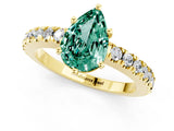 Yellow gold Pear Cut Solitaire Diamond with Pavé Band and Four-Prong Setting_1