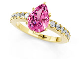 Yellow gold Pear Cut Solitaire Diamond with Pavé Band and Four-Prong Setting_1