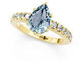 Yellow gold Pear Cut Solitaire Diamond with Pavé Band and Four-Prong Setting_1