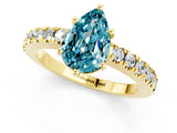 Yellow gold Pear Cut Solitaire Diamond with Pavé Band and Four-Prong Setting_1