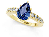 Yellow gold Pear Cut Solitaire Diamond with Pavé Band and Four-Prong Setting_1