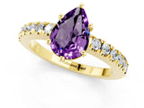 Yellow gold Pear Cut Solitaire Diamond with Pavé Band and Four-Prong Setting_1