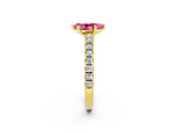 Yellow gold Pear Cut Solitaire Diamond with Pavé Band and Four-Prong Setting_2