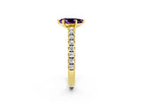 Yellow gold Pear Cut Solitaire Diamond with Pavé Band and Four-Prong Setting_2
