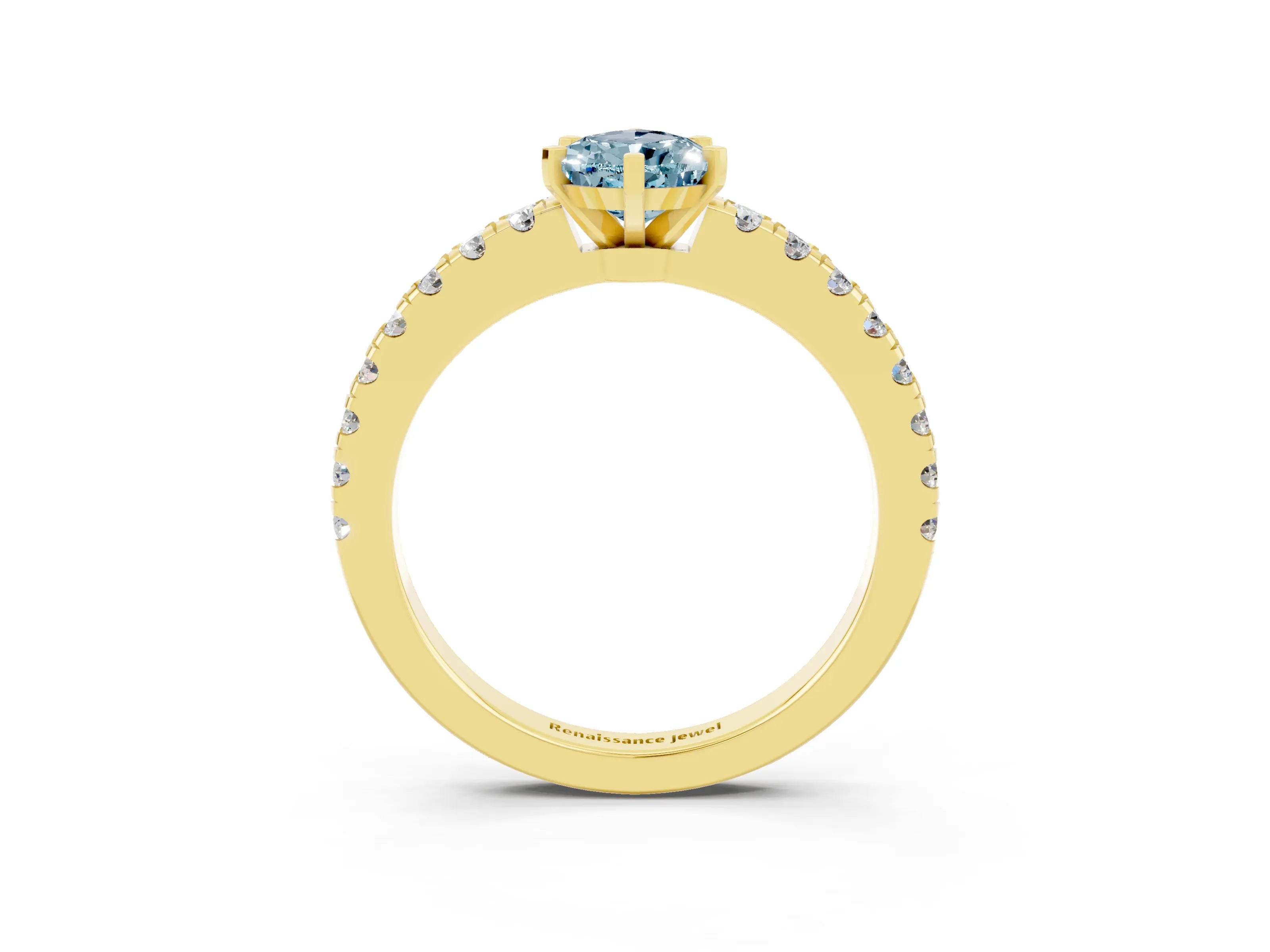 Yellow gold Pear Cut Solitaire Diamond with Pavé Band and Four-Prong Setting_3