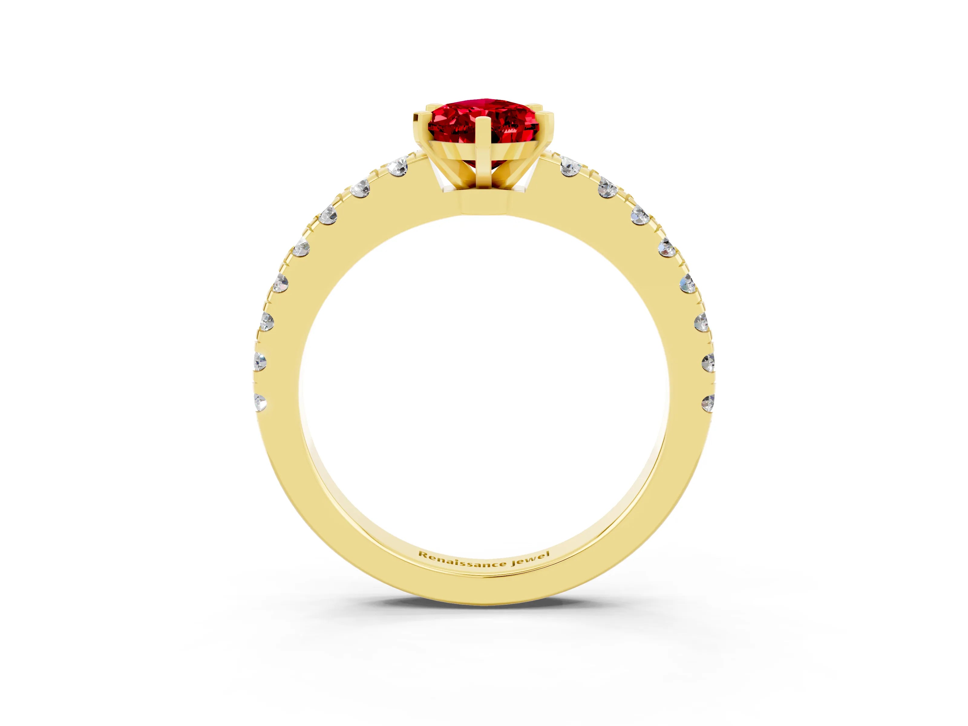 Yellow gold Pear Cut Solitaire Diamond with Pavé Band and Four-Prong Setting_3