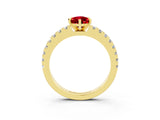 Yellow gold Pear Cut Solitaire Diamond with Pavé Band and Four-Prong Setting_3