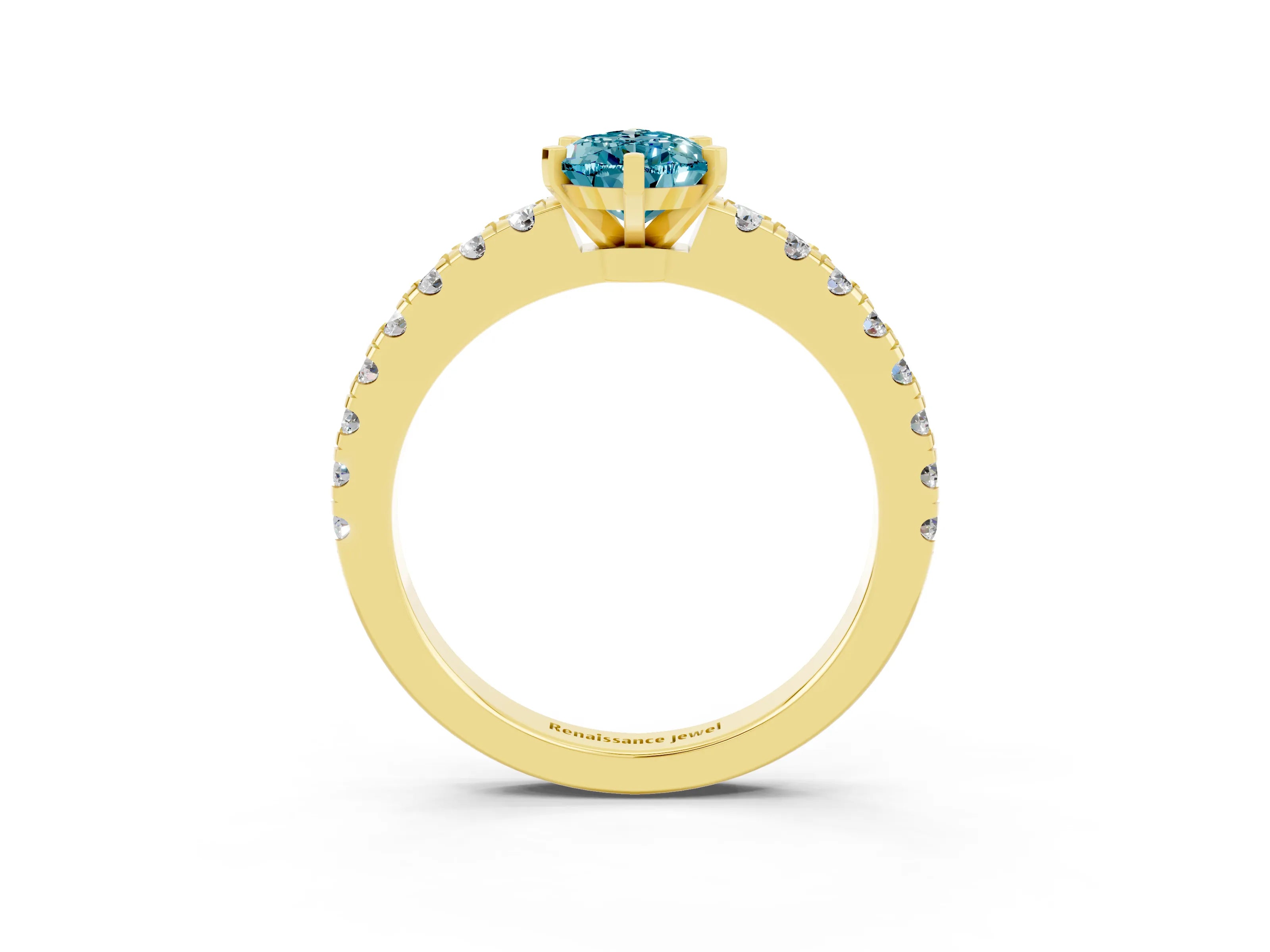 Yellow gold Pear Cut Solitaire Diamond with Pavé Band and Four-Prong Setting_3