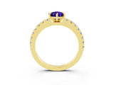 Yellow gold Pear Cut Solitaire Diamond with Pavé Band and Four-Prong Setting_3