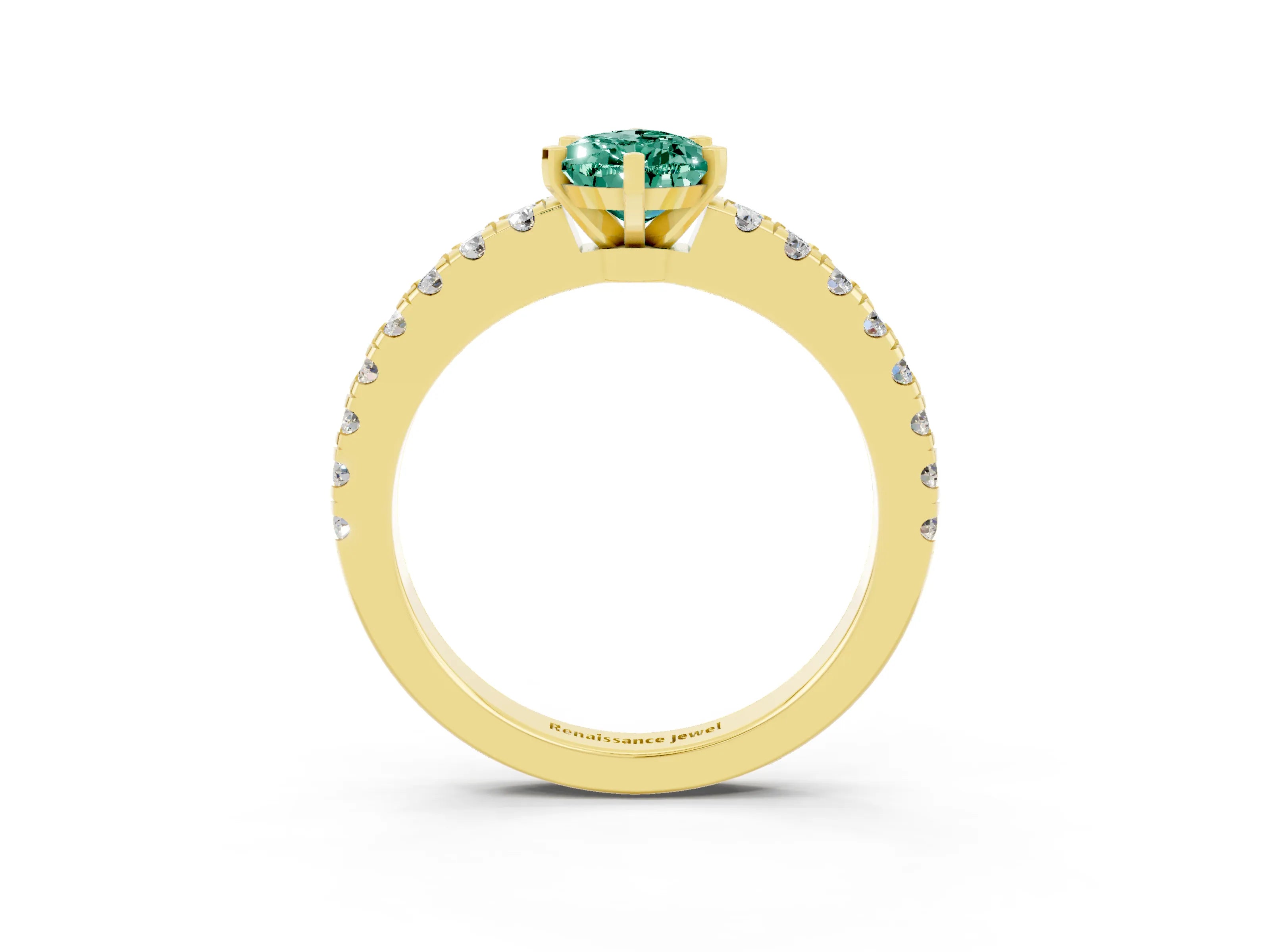 Yellow gold Pear Cut Solitaire Diamond with Pavé Band and Four-Prong Setting_3
