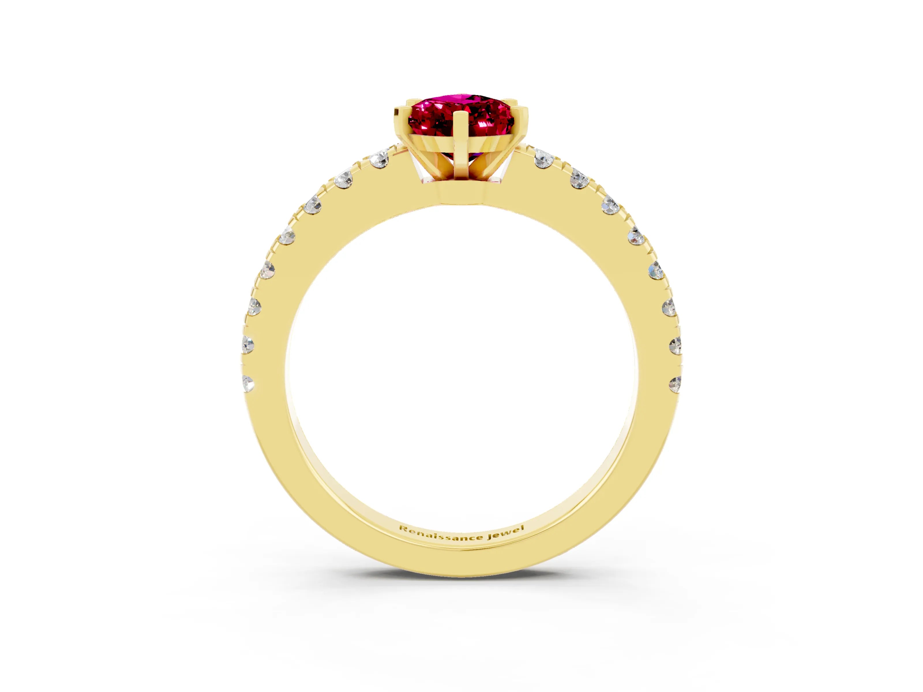 Yellow gold Pear Cut Solitaire Diamond with Pavé Band and Four-Prong Setting_3