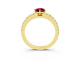 Yellow gold Pear Cut Solitaire Diamond with Pavé Band and Four-Prong Setting_3