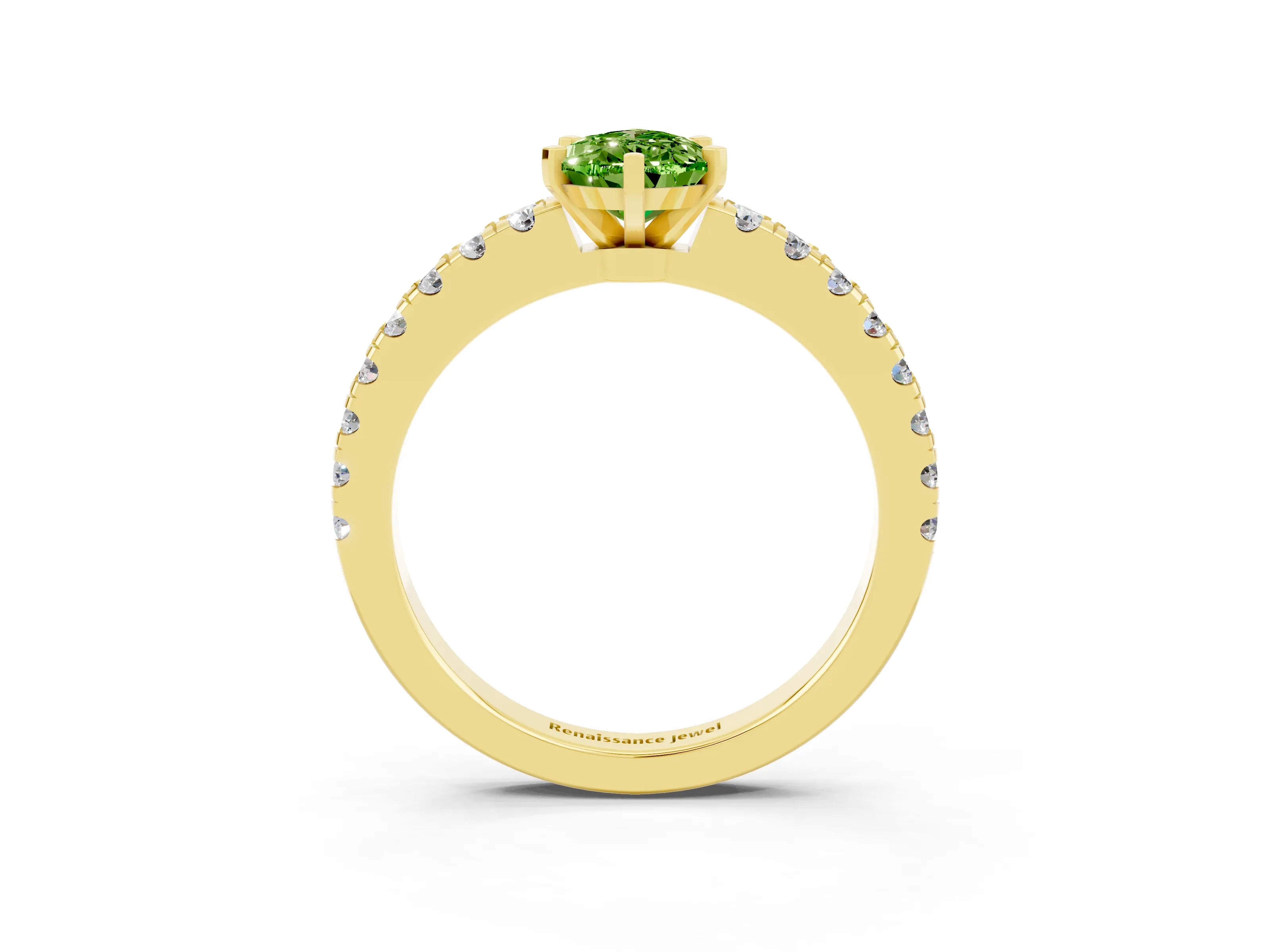 Yellow gold Pear Cut Solitaire Diamond with Pavé Band and Four-Prong Setting_3