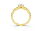 Yellow gold Pear Cut Solitaire Diamond with Pavé Band and Four-Prong Setting_3