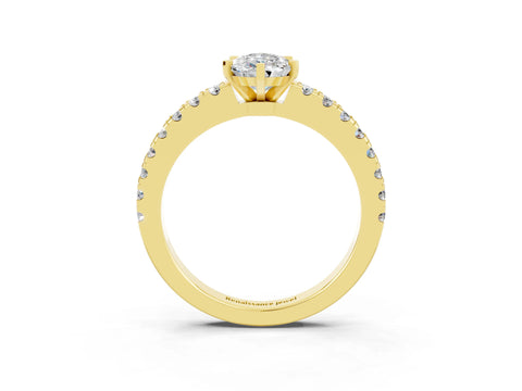 Yellow gold Pear Cut Solitaire Diamond with Pavé Band and Four-Prong Setting_3